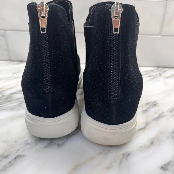 New! INC Suede Tayla Sneakers Hi-Top Black Platform Wedge Heel Fashion Sneaker - Picture 8 of 13